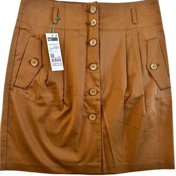 Stile Benetton Women’s Brown Button Down Mini Skirt Size 40 NWT - Picture 4 of 17